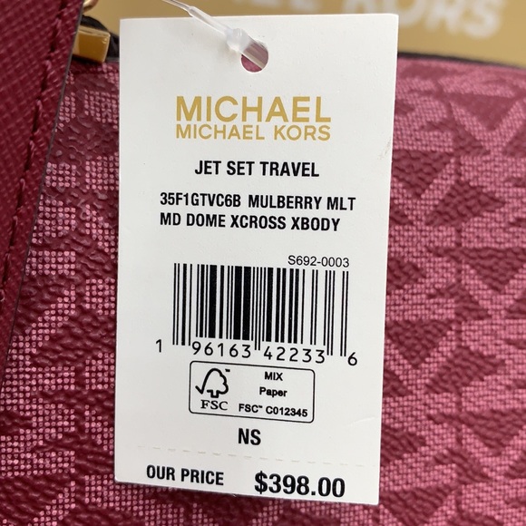 MICHAEL KORS JET SET TRAVEL MEDIUM DOME XCROSS XBODY MULBERRY MULTI COLOR - Picture 16 of 16